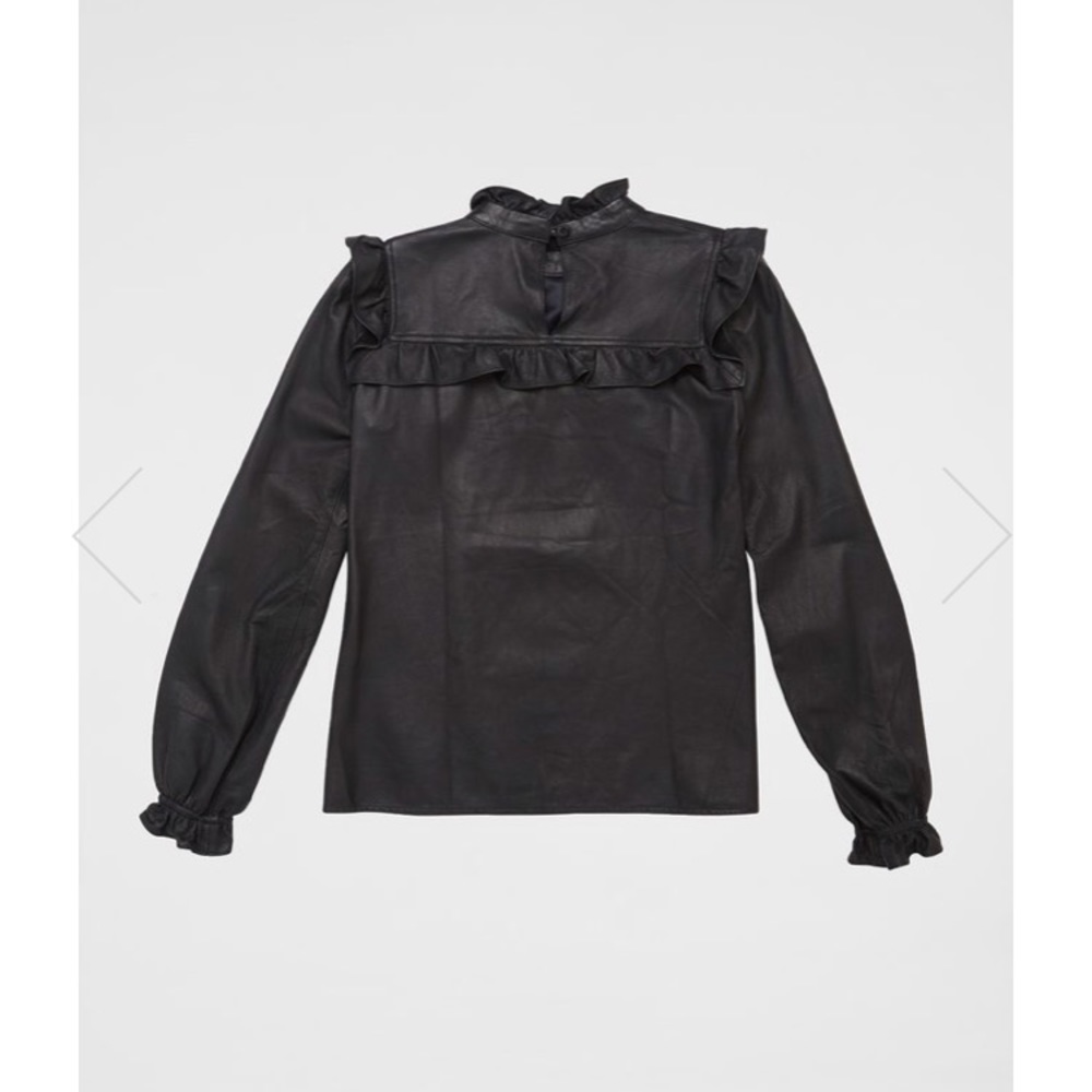 Skingraft ruffle leather shirt
